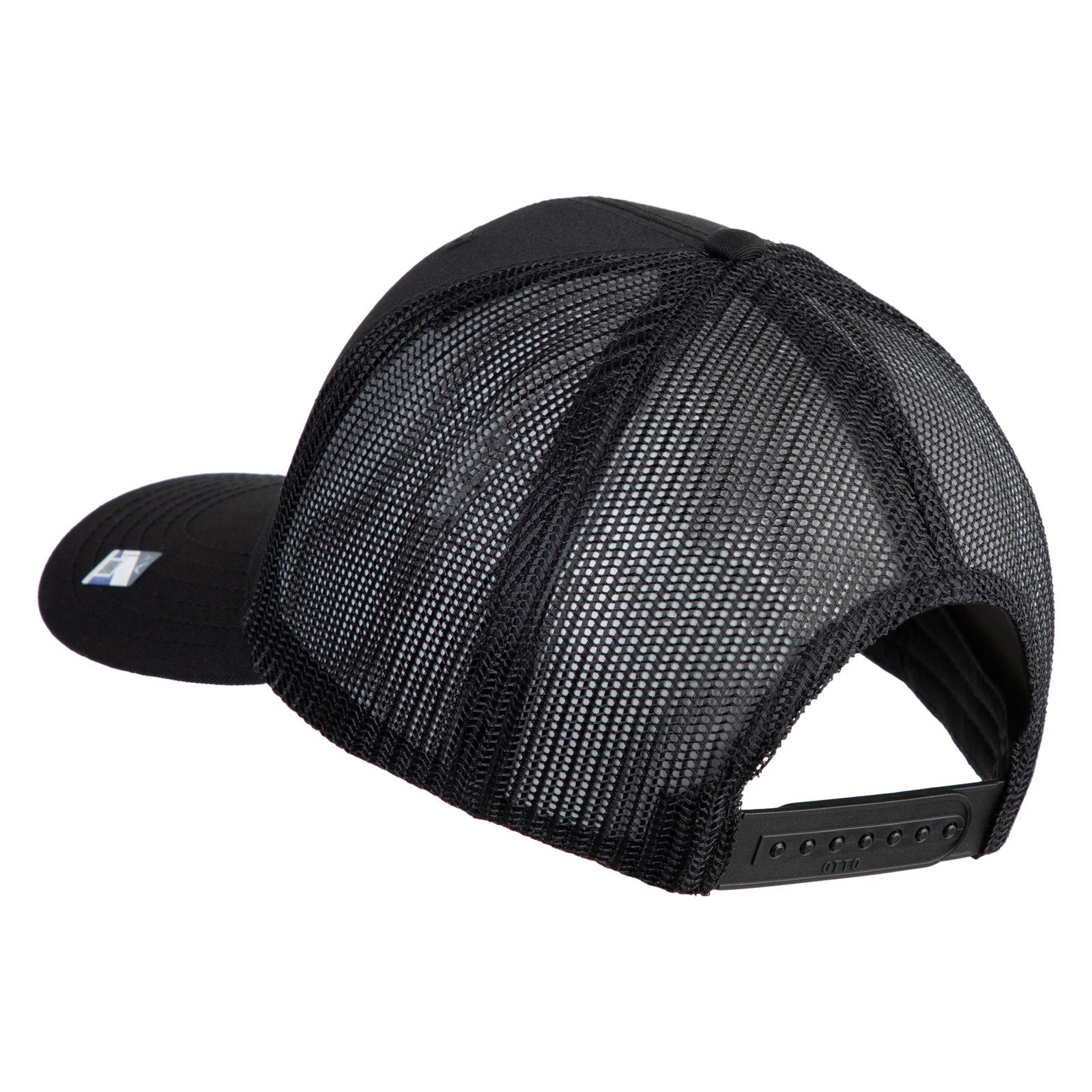 Black mesh cap on a white background