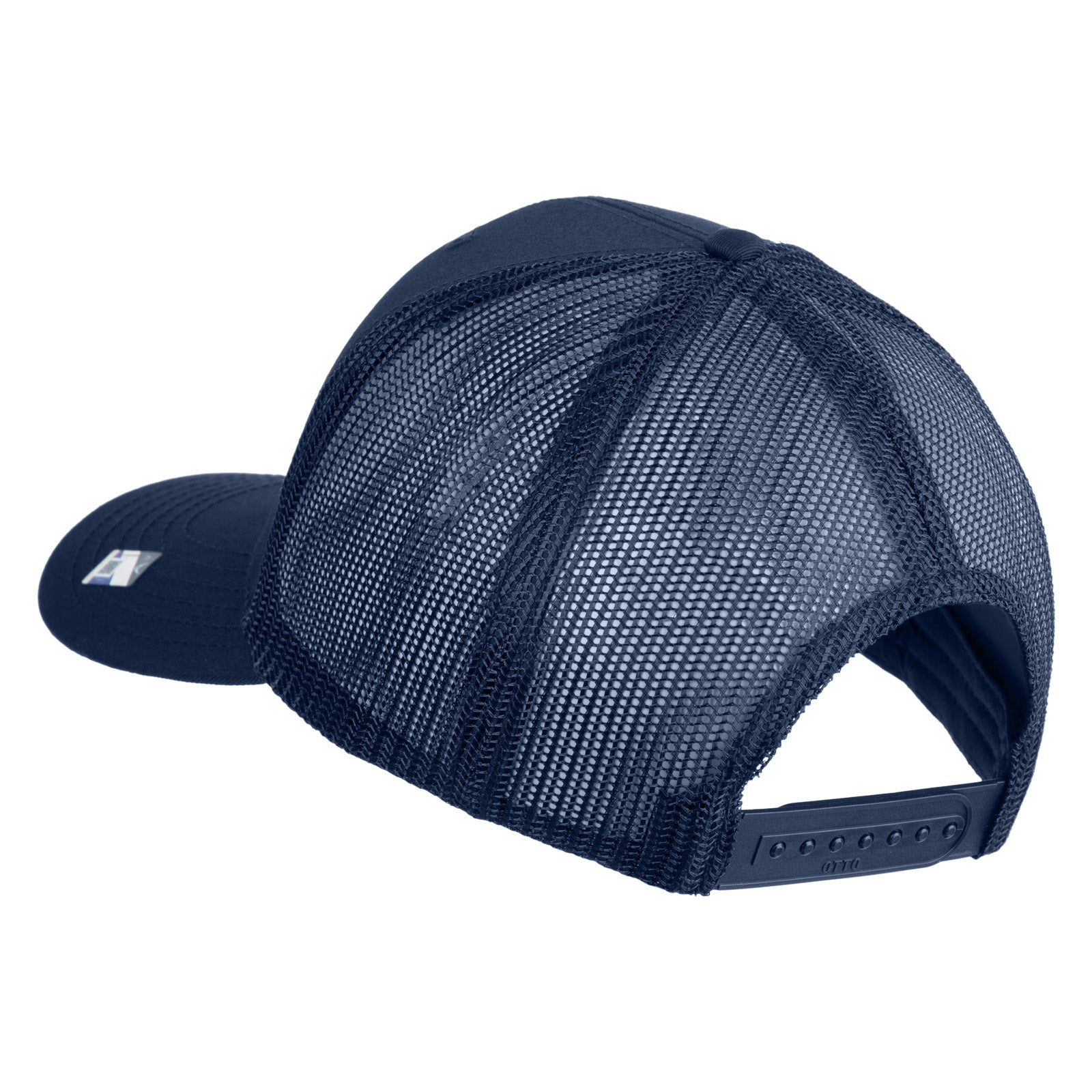Navy blue mesh cap on a white background