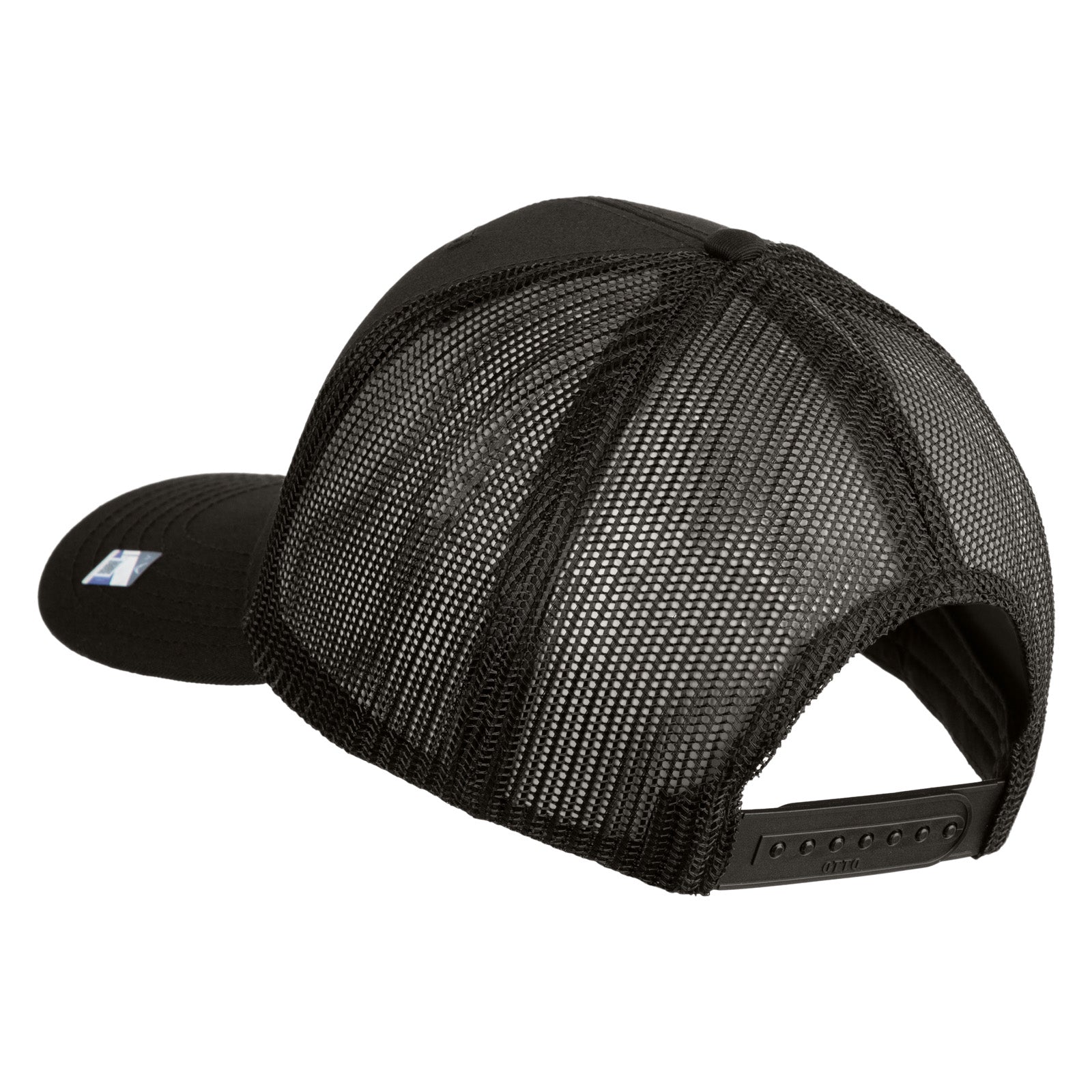 Black mesh cap on a white background