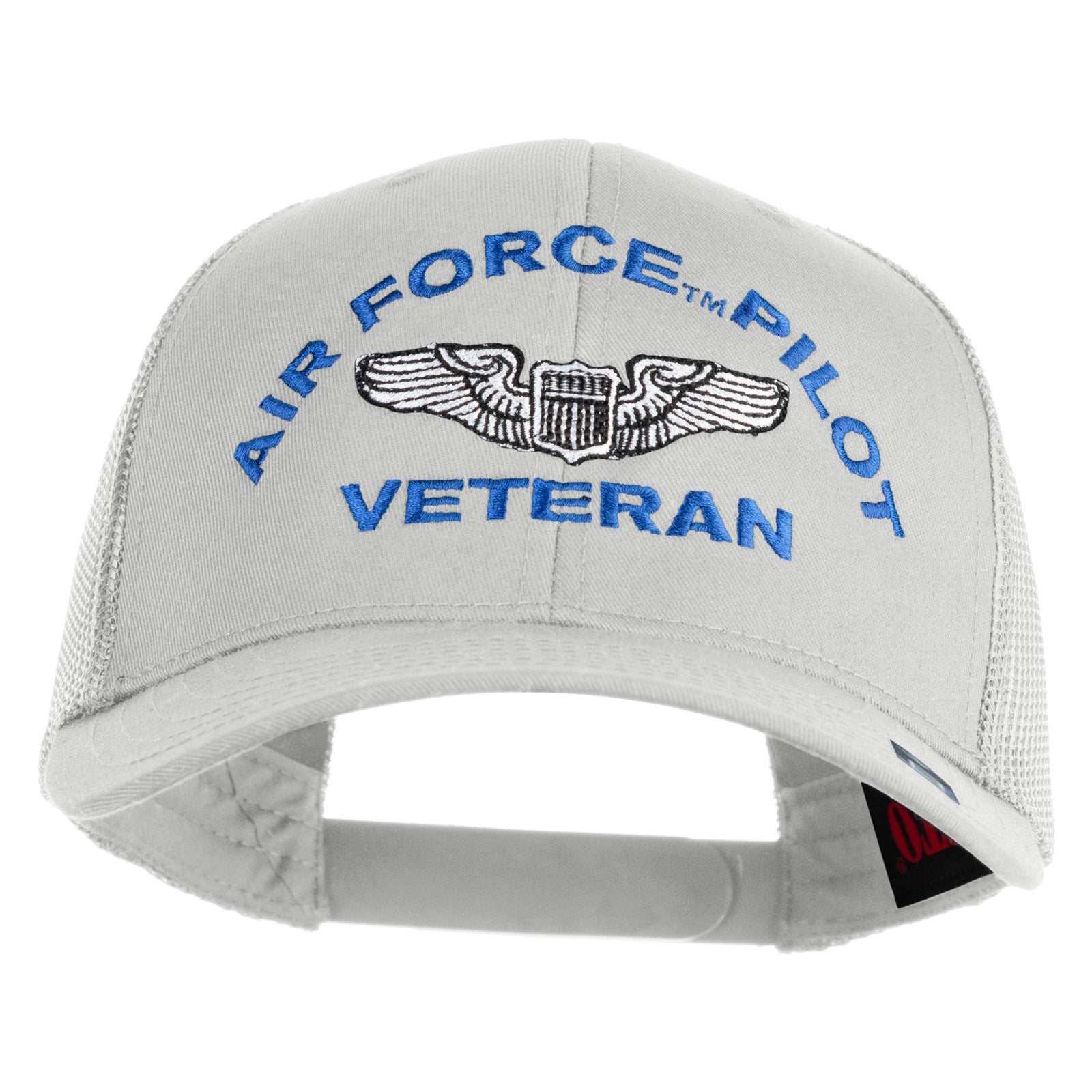 Gray cap with 'Air Force Pilot Veteran' text and emblem on a white background