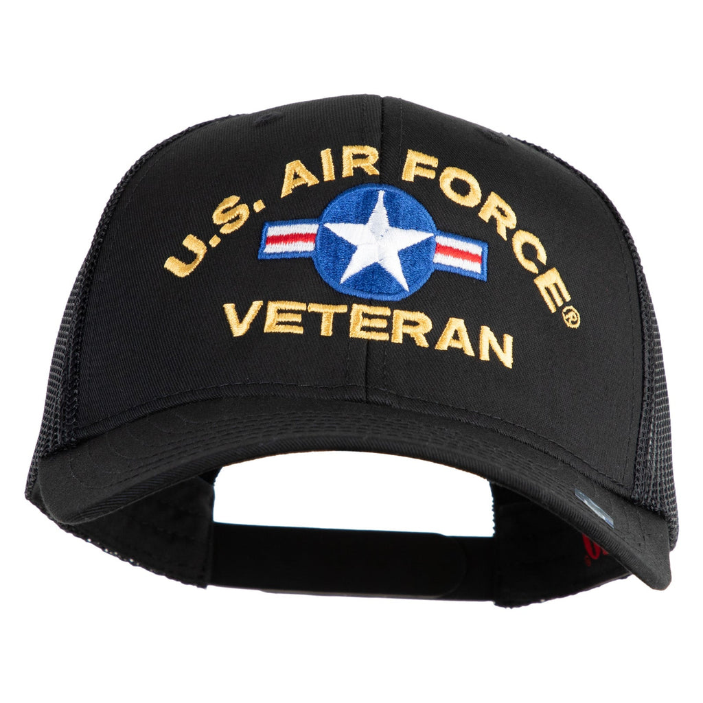 Black cap with 'U.S. Air Force Veteran' text and logo on a white background
