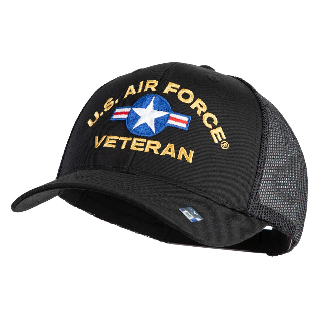 Black cap with 'U.S. Air Force Veteran' text and logo on a white background