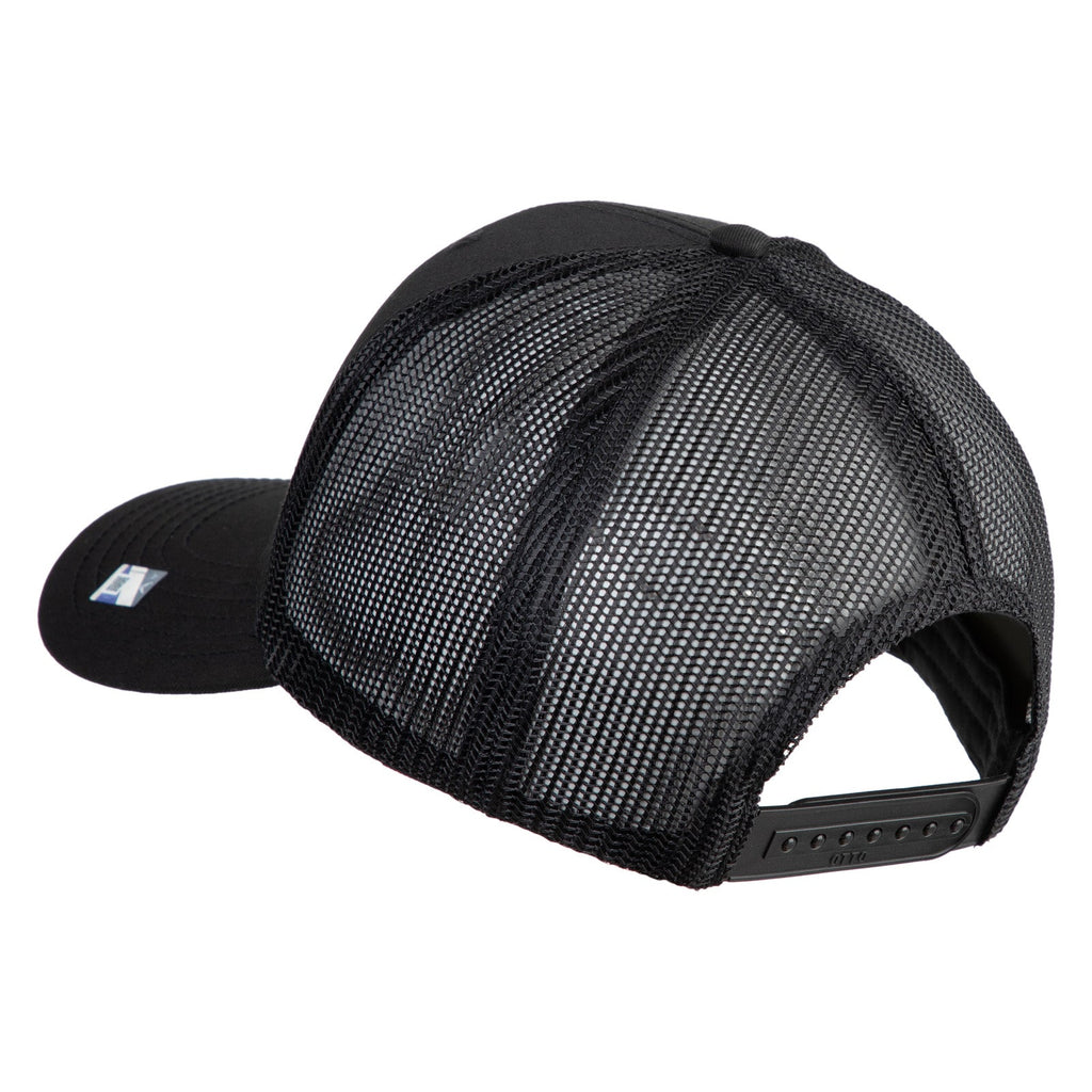 Black mesh cap on a white background