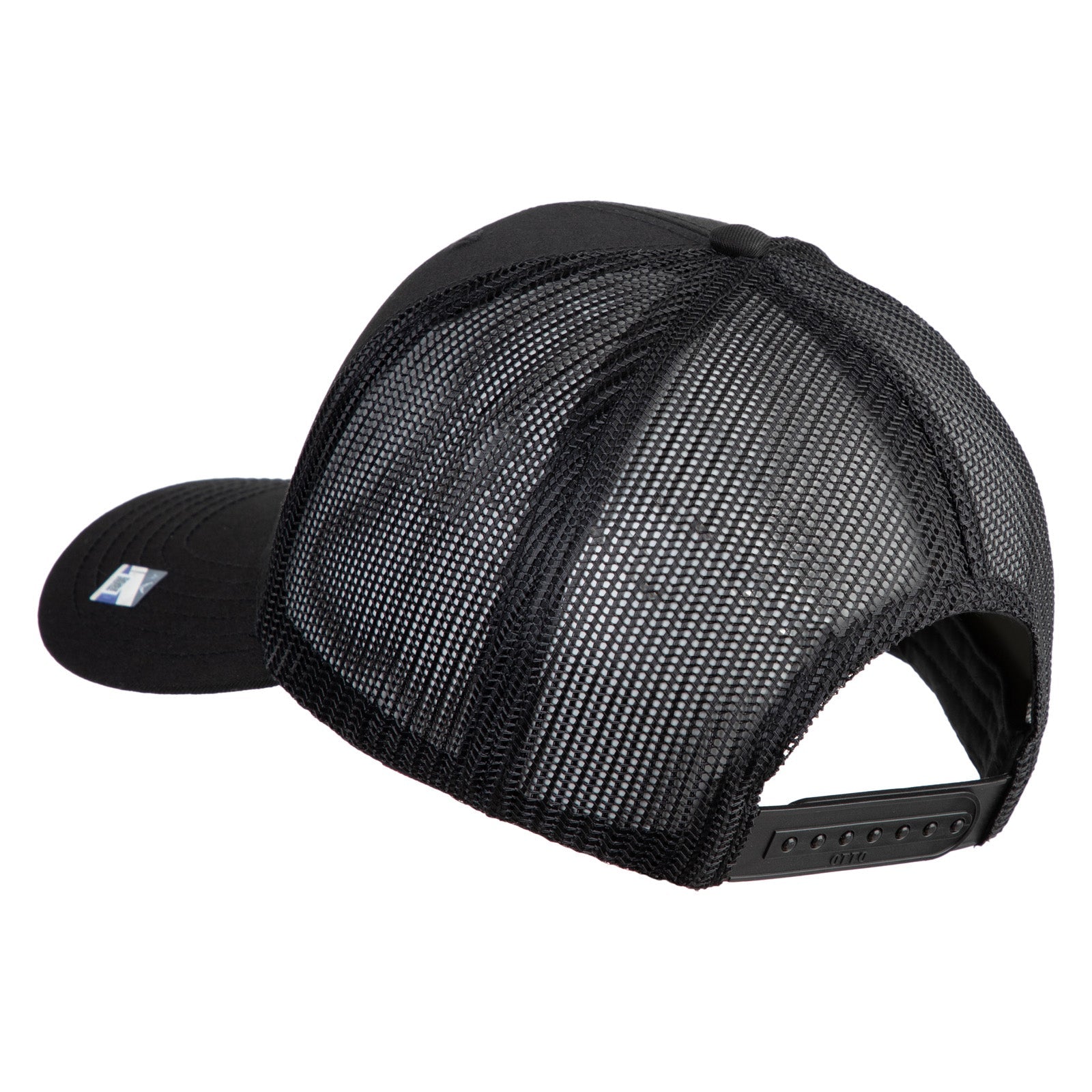 Black mesh cap on a white background