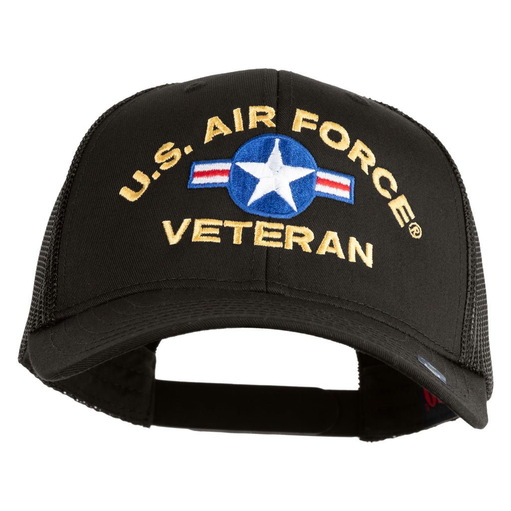 Black cap with 'U.S. Air Force Veteran' text and logo on a white background