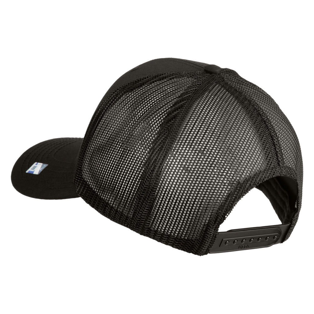 Black mesh cap on a white background