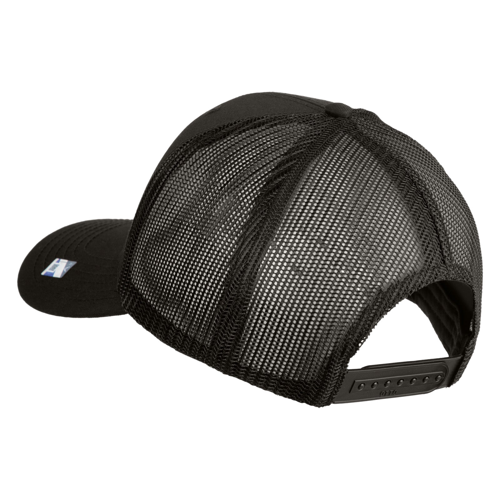 Black mesh cap on a white background