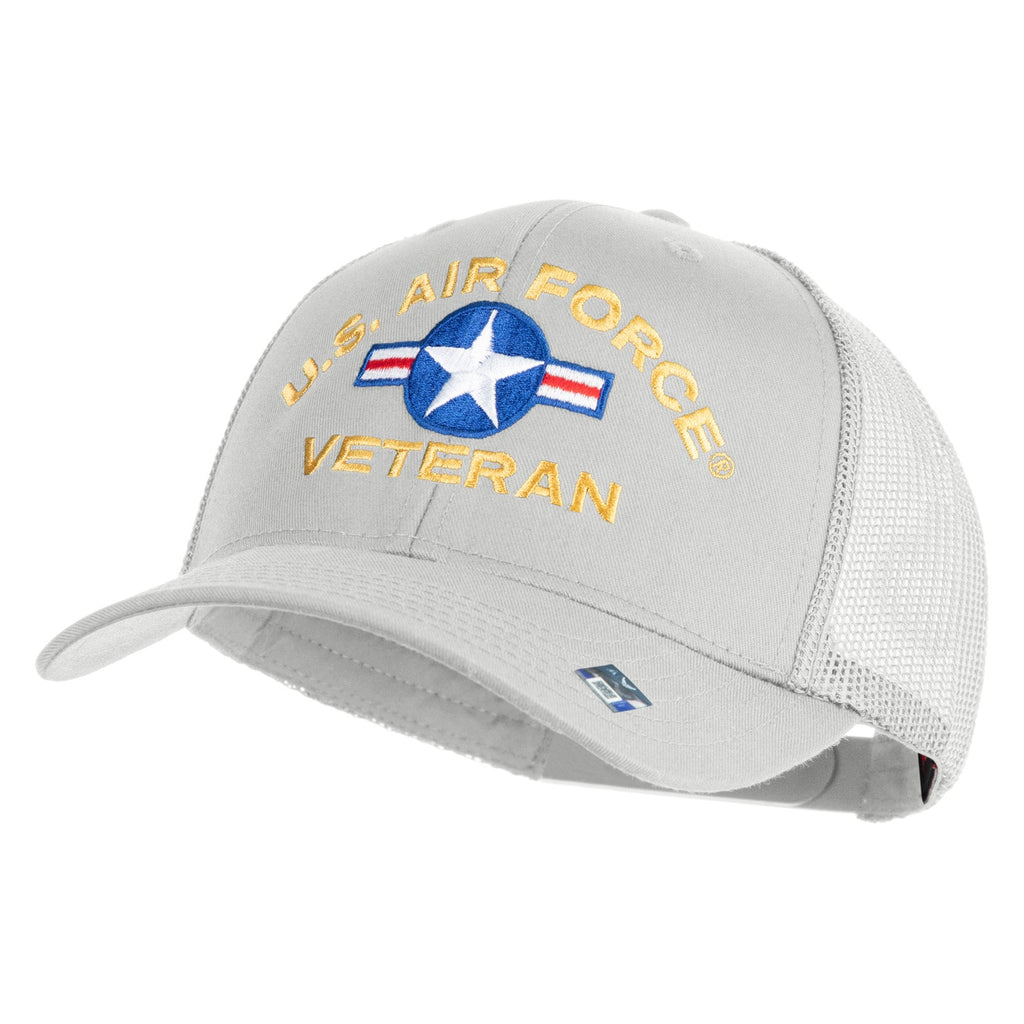 Gray cap with U.S. Air Force Veteran text and logo on a white background