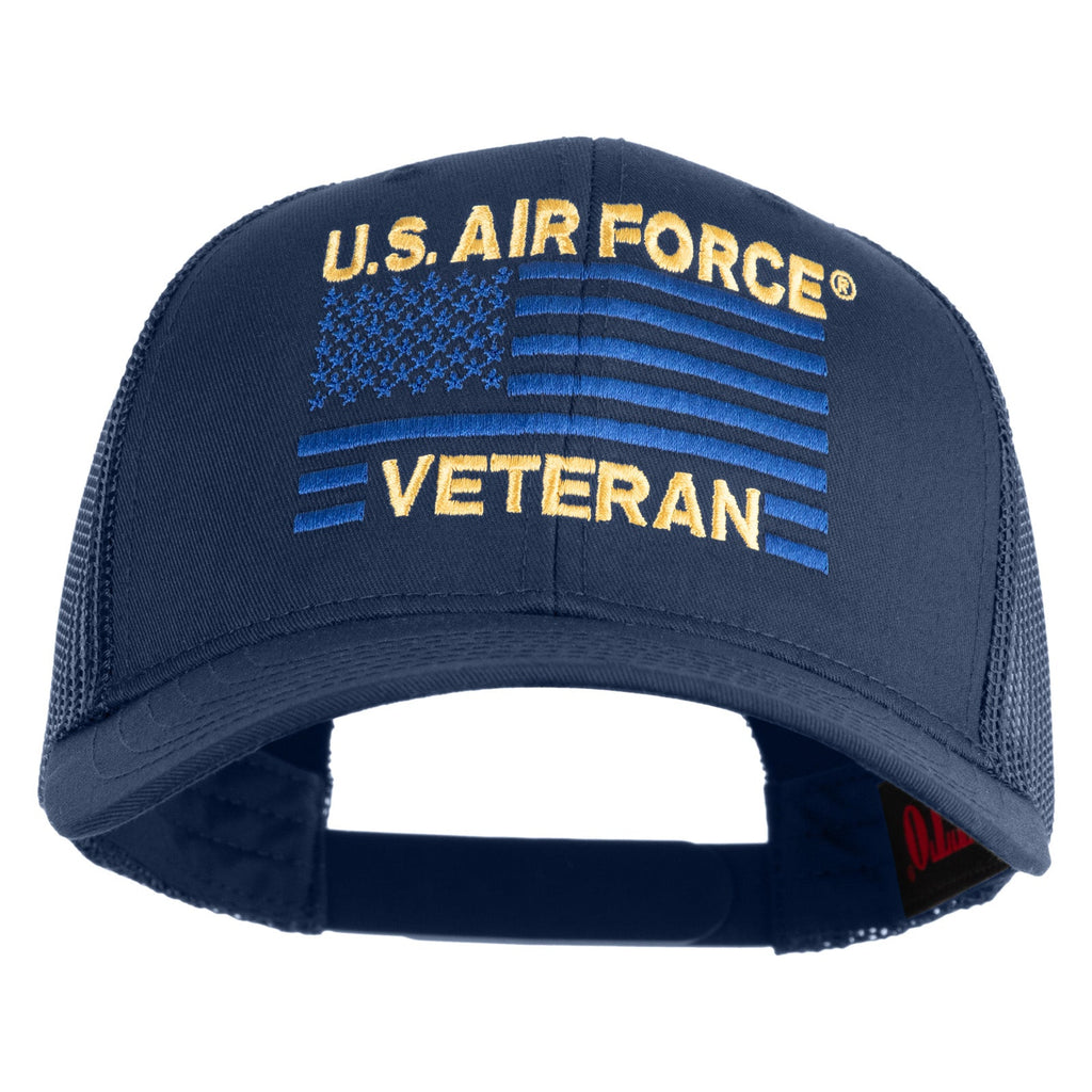 US Air Force Veteran Flag Embroidered Solid Cotton Twill Mesh Prostyle Cap