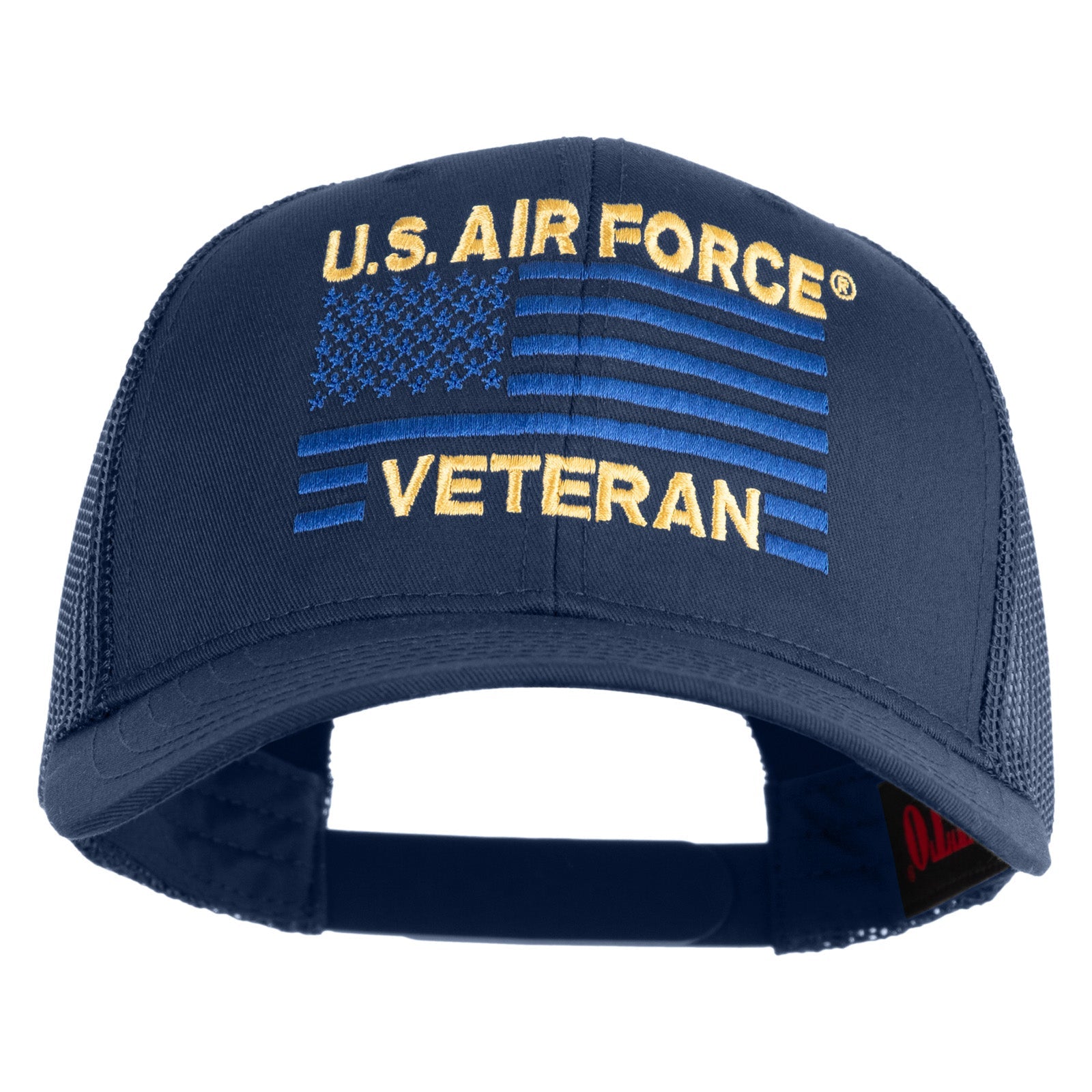 US Air Force Veteran Flag Embroidered Solid Cotton Twill Mesh Prostyle Cap