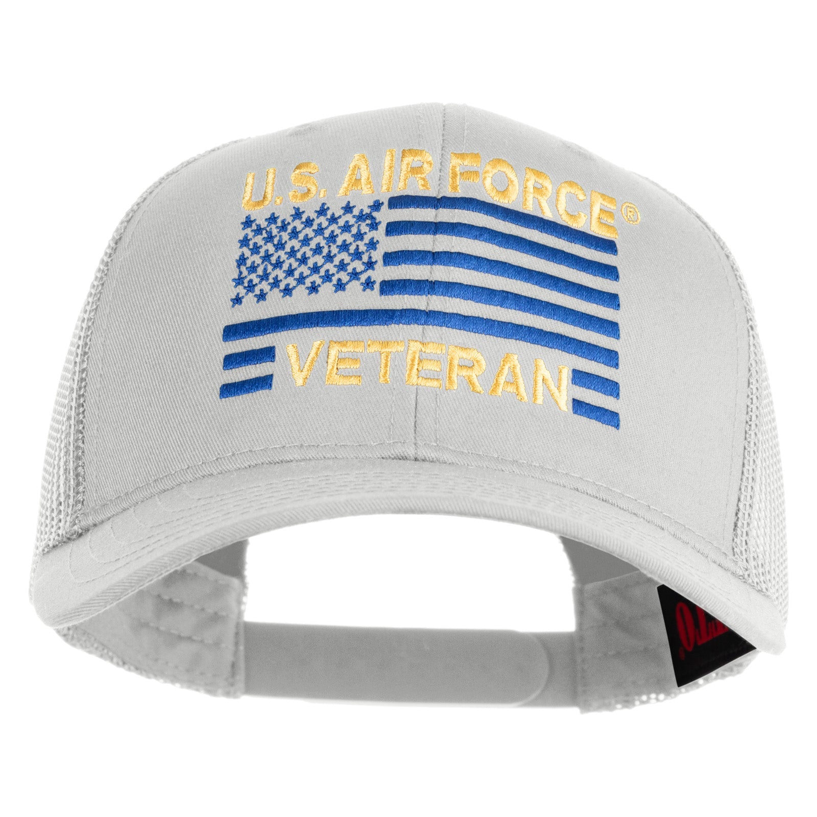 US Air Force Veteran Flag Embroidered Solid Cotton Twill Mesh Prostyle Cap