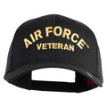 Navy blue cap with 'Air Force Veteran' text in gold on a white background