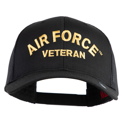 Navy blue cap with 'Air Force Veteran' text in gold on a white background