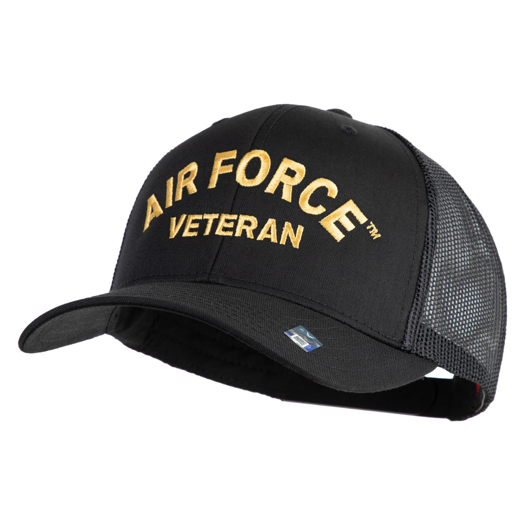 Black cap with 'Air Force Veteran' text on a white background