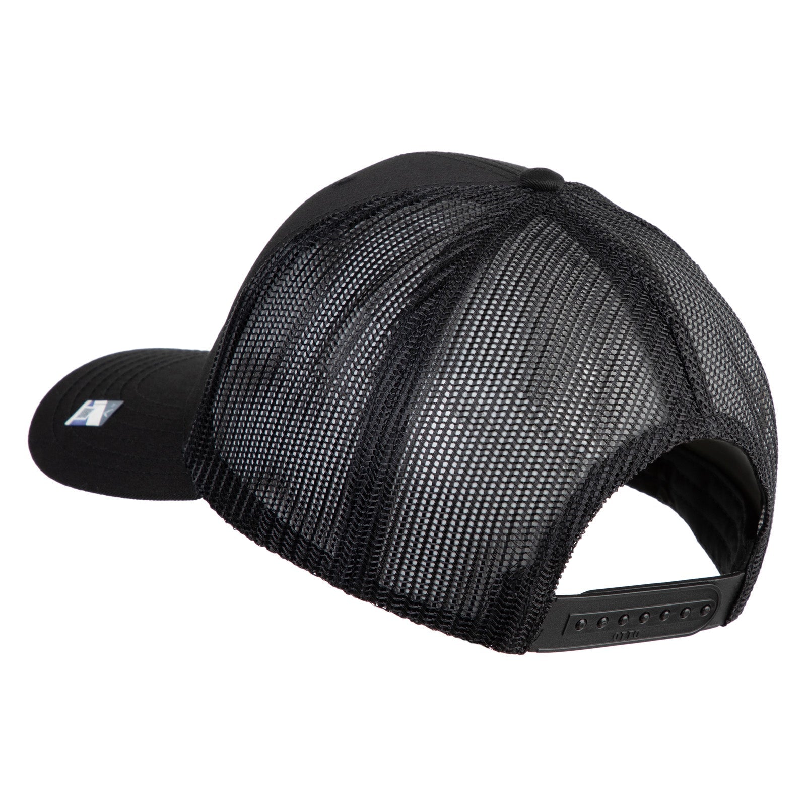 Black mesh cap on a white background