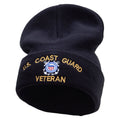 Black beanie with 'U.S. Coast Guard Veteran' text and emblem on a white background