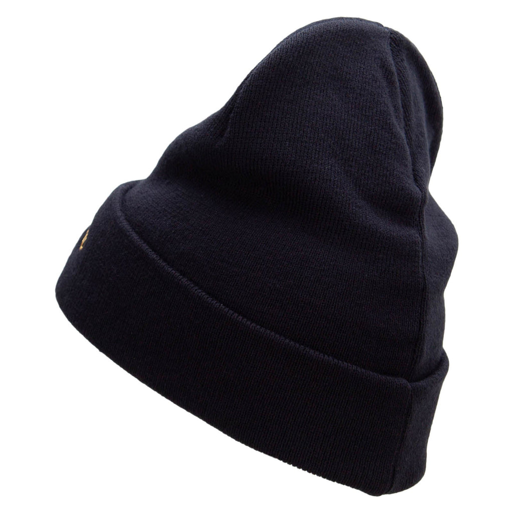 Black beanie hat on a white background