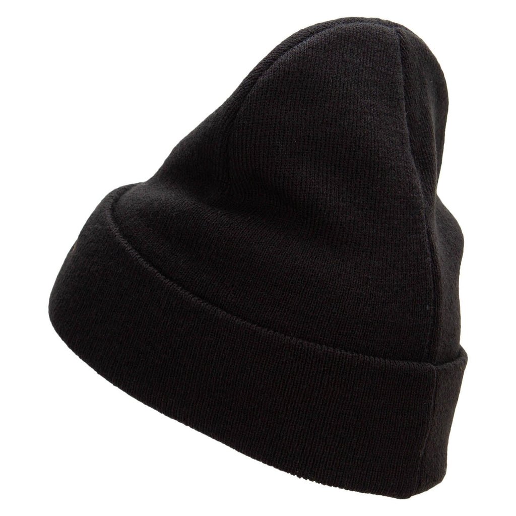 Black beanie hat on a white background