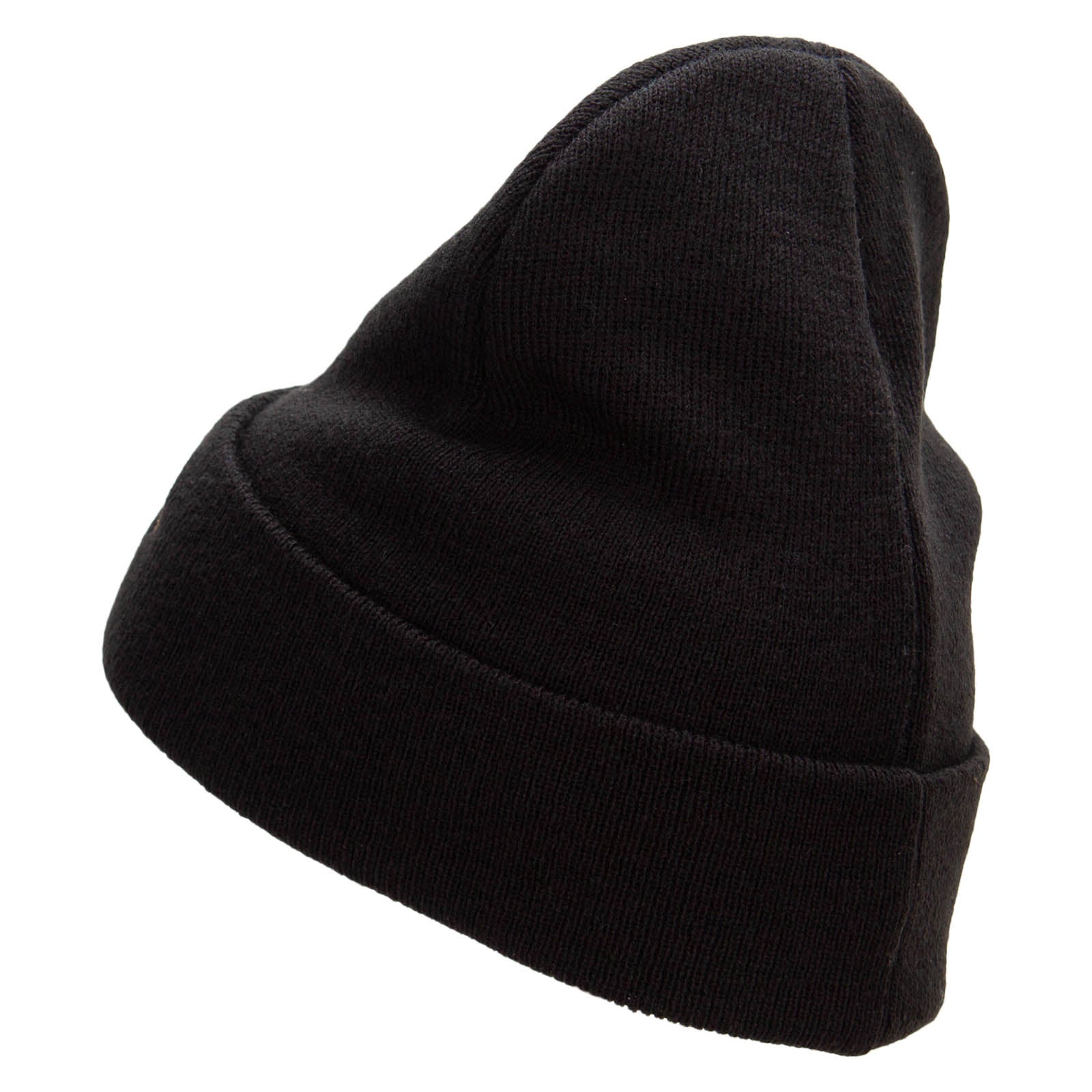 Black beanie hat on a white background
