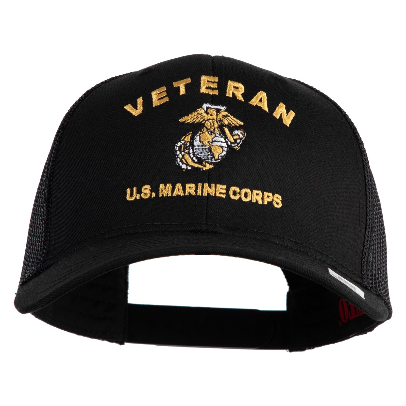Veteran US Marine Corps Embroidered Solid Cotton Twill Mesh Prostyle Cap