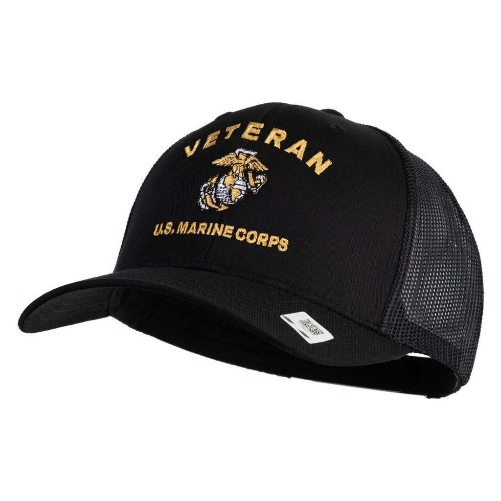Veteran US Marine Corps Embroidered Solid Cotton Twill Mesh Prostyle Cap