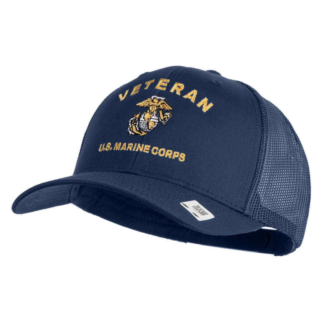 Veteran US Marine Corps Embroidered Solid Cotton Twill Mesh Prostyle Cap