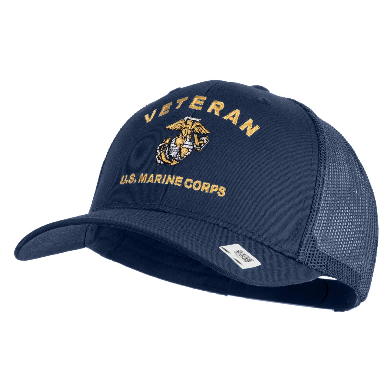 Veteran US Marine Corps Embroidered Solid Cotton Twill Mesh Prostyle Cap