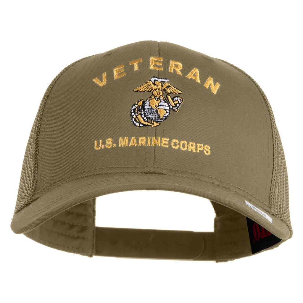 Veteran US Marine Corps Embroidered Solid Cotton Twill Mesh Prostyle Cap