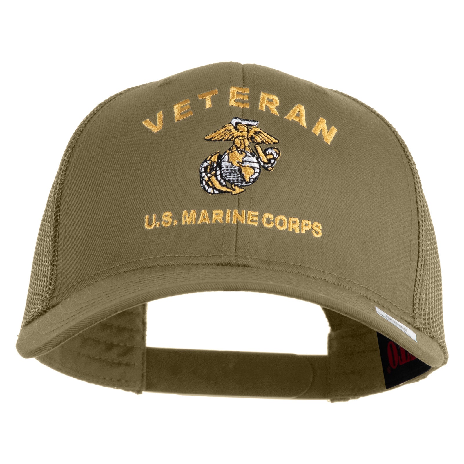Veteran US Marine Corps Embroidered Solid Cotton Twill Mesh Prostyle Cap
