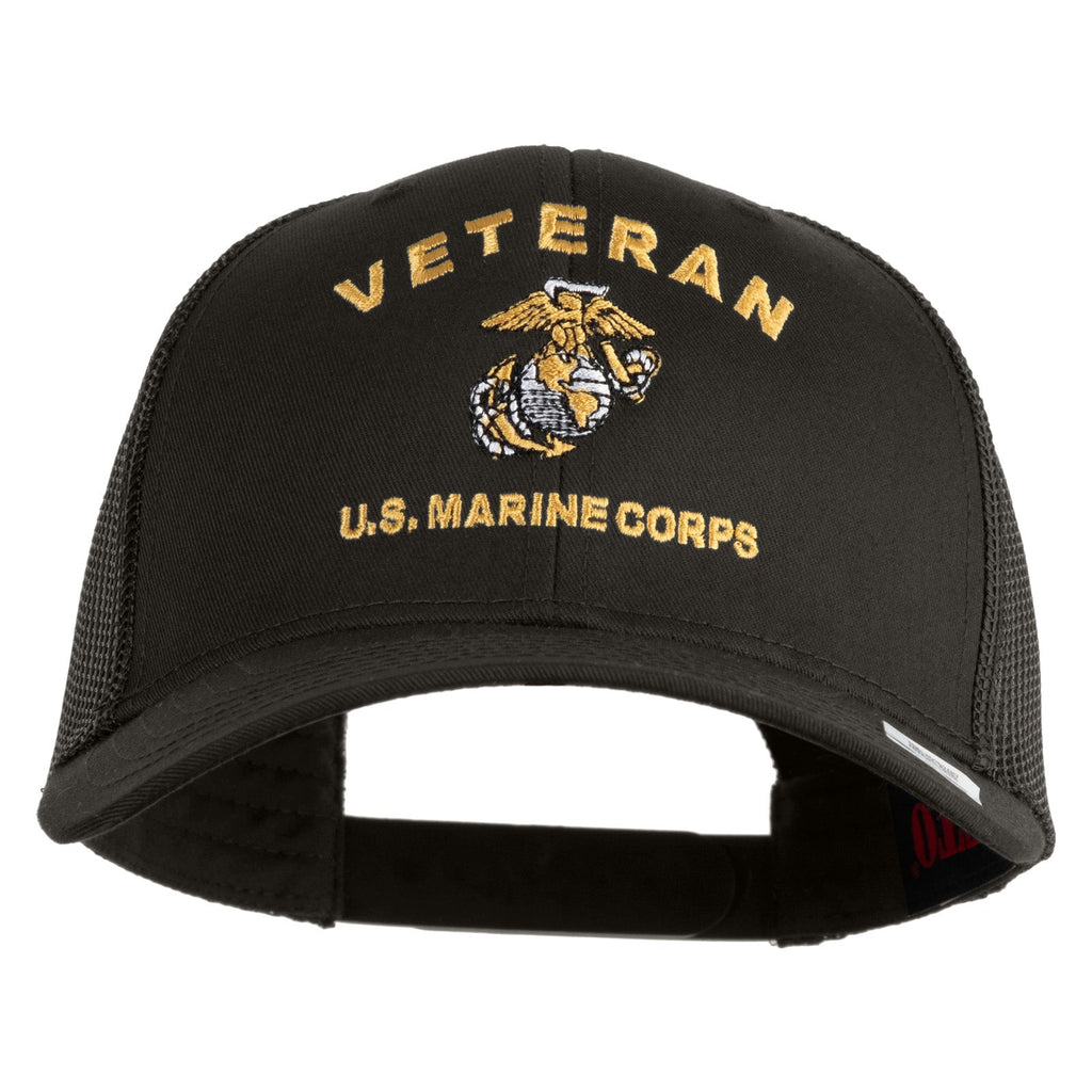 Veteran US Marine Corps Embroidered Solid Cotton Twill Mesh Prostyle Cap