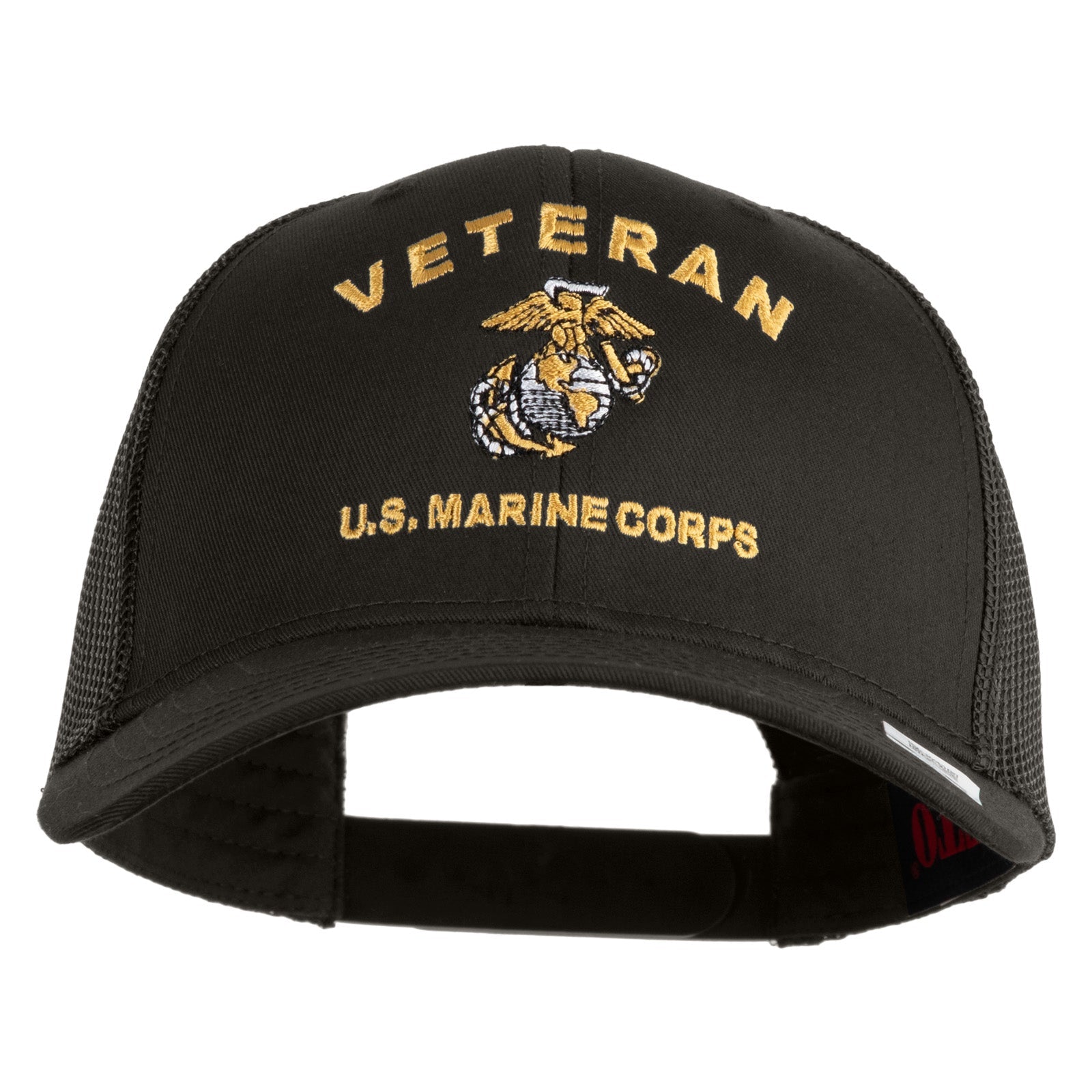 Veteran US Marine Corps Embroidered Solid Cotton Twill Mesh Prostyle Cap