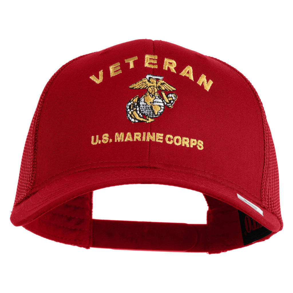 Veteran US Marine Corps Embroidered Solid Cotton Twill Mesh Prostyle Cap