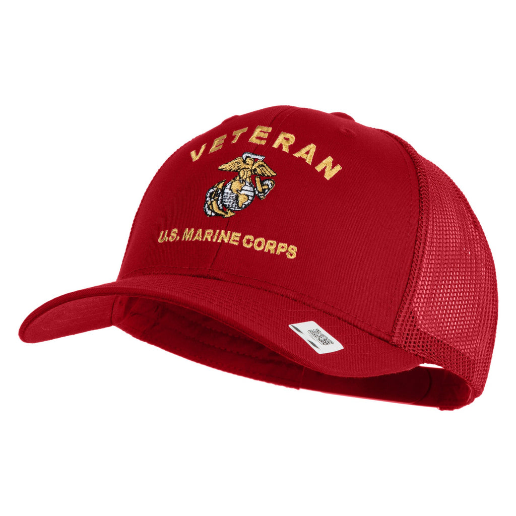 Veteran US Marine Corps Embroidered Solid Cotton Twill Mesh Prostyle Cap