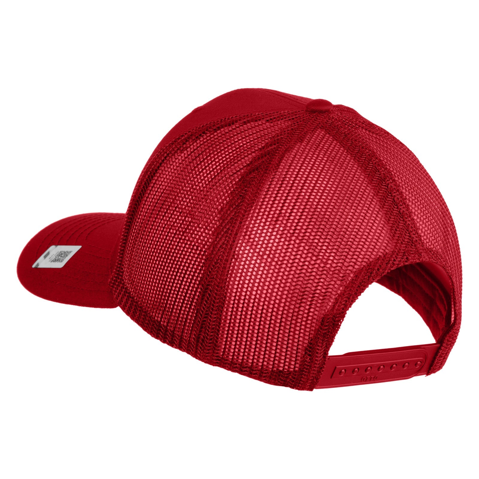 Red mesh cap on a white background
