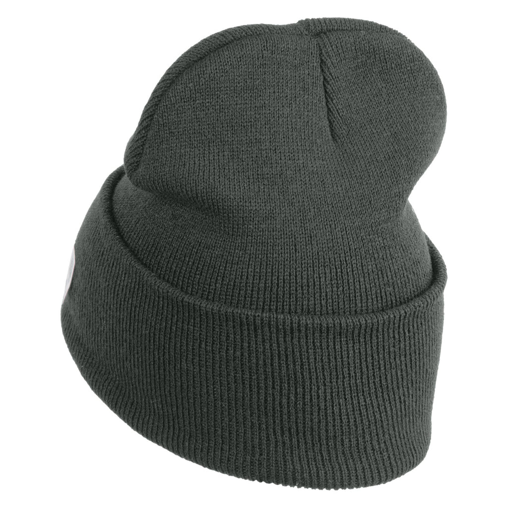 Blue knit beanie on a white background