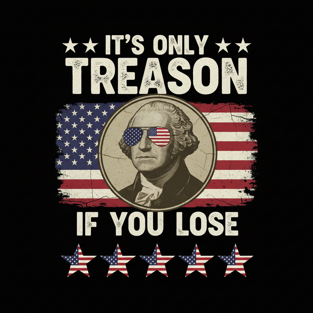 Funny Patriotic “It’s Only Treason If You Lose” T-Shirt - George Washington Meme Tee
