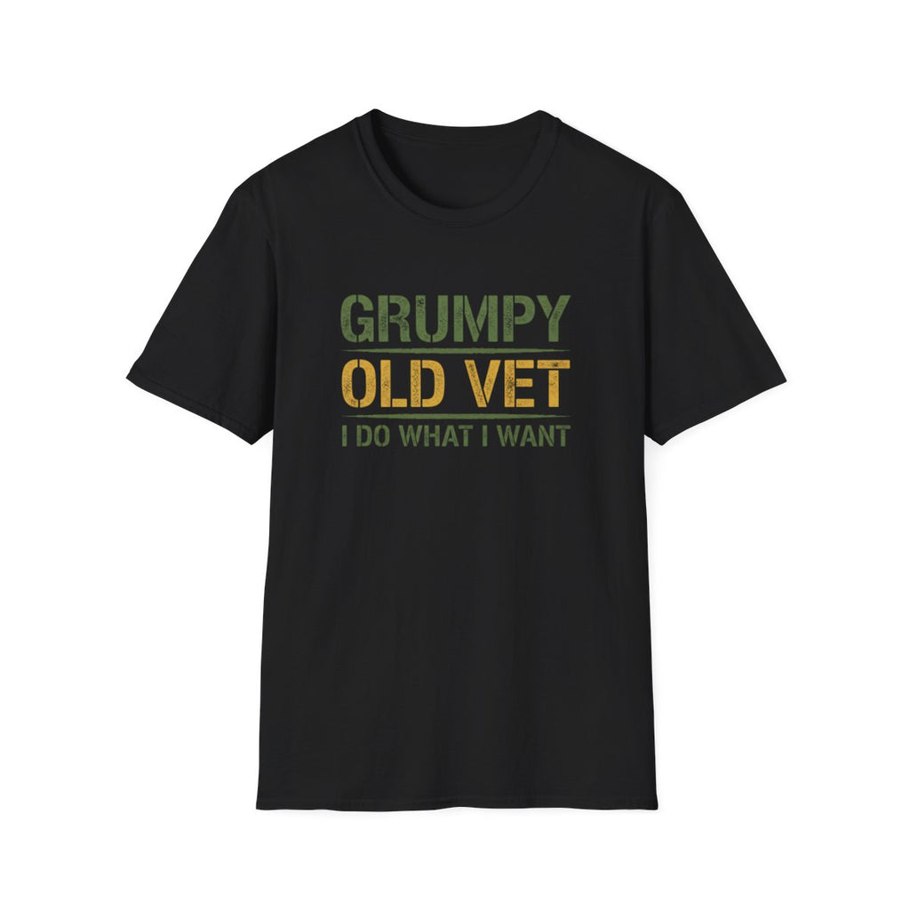 Grumpy Old Vet, I Do What I Want, Funny Veteran T-Shirt, Military Humor Gift, Gildan Softstyle 64000, Tee