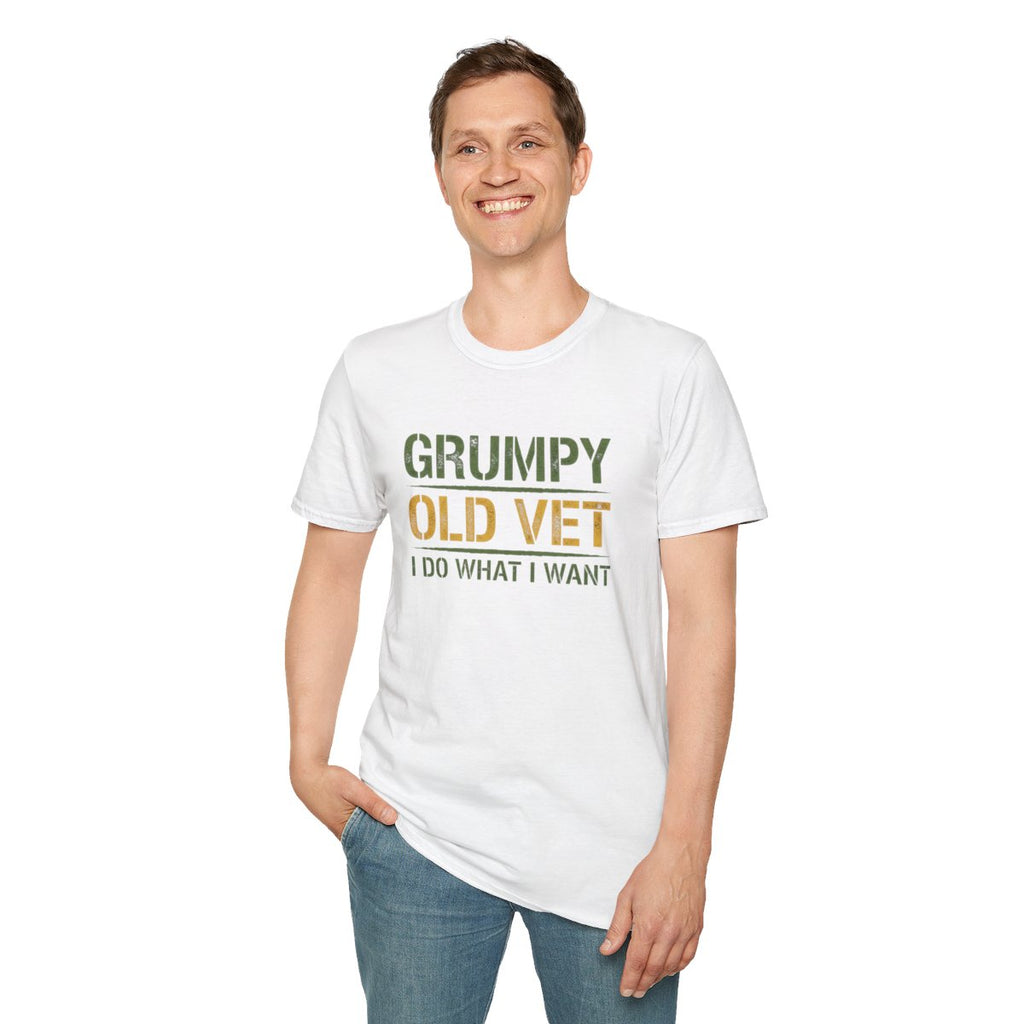 Grumpy Old Vet, I Do What I Want, Funny Veteran T-Shirt, Military Humor Gift, Gildan Softstyle 64000, Tee