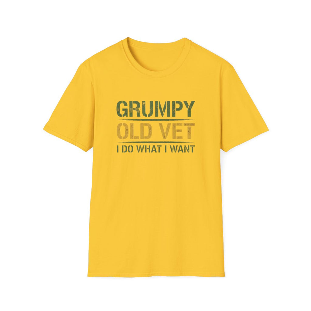 Grumpy Old Vet, I Do What I Want, Funny Veteran T-Shirt, Military Humor Gift, Gildan Softstyle 64000, Tee