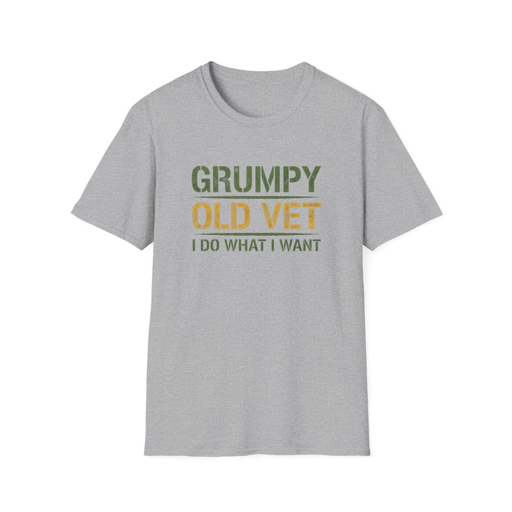 Grumpy Old Vet, I Do What I Want, Funny Veteran T-Shirt, Military Humor Gift, Gildan Softstyle 64000, Tee