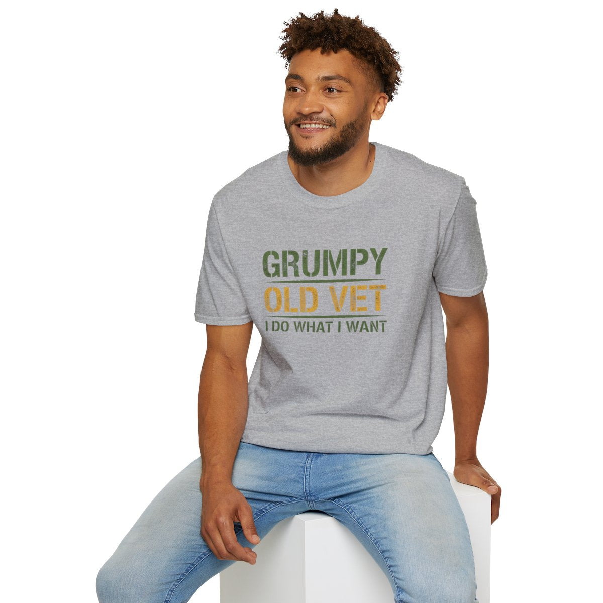 Grumpy Old Vet, I Do What I Want, Funny Veteran T-Shirt, Military Humor Gift, Gildan Softstyle 64000, Tee