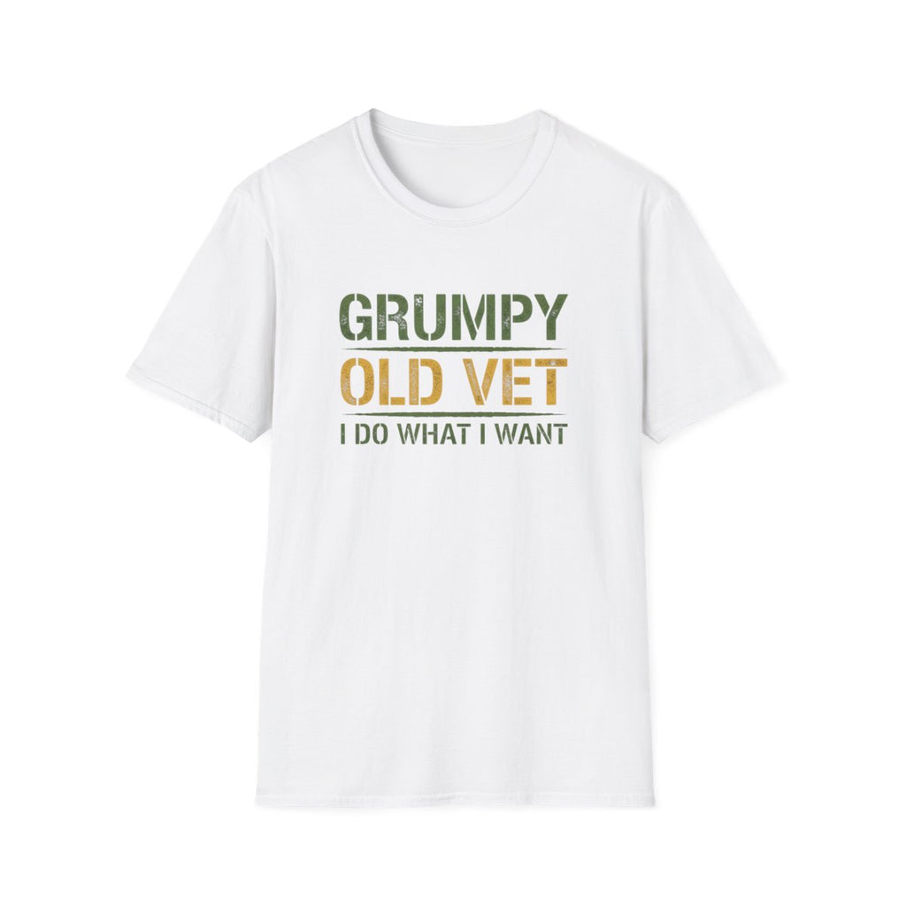 Grumpy Old Vet, I Do What I Want, Funny Veteran T-Shirt, Military Humor Gift, Gildan Softstyle 64000, Tee