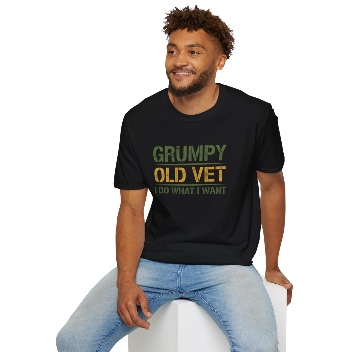 Grumpy Old Vet, I Do What I Want, Funny Veteran T-Shirt, Military Humor Gift, Gildan Softstyle 64000, Tee