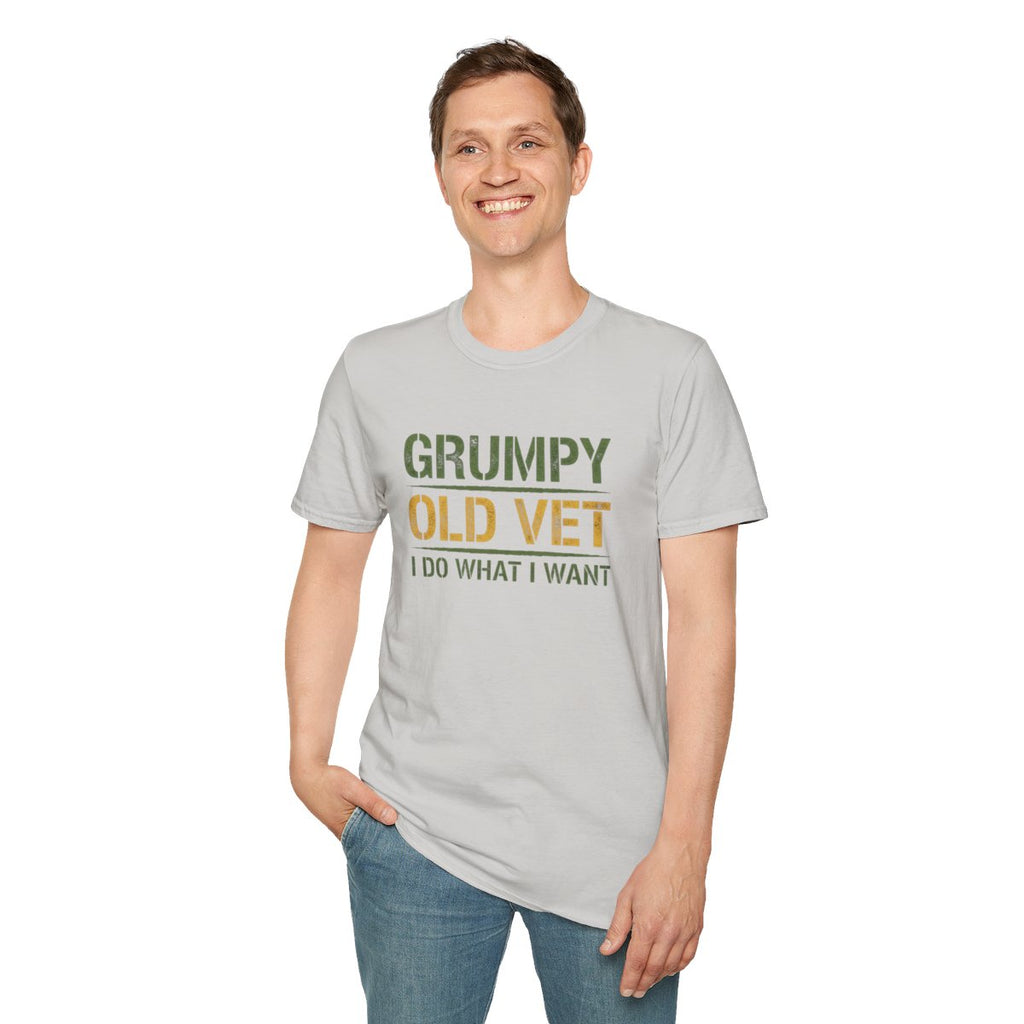 Grumpy Old Vet, I Do What I Want, Funny Veteran T-Shirt, Military Humor Gift, Gildan Softstyle 64000, Tee