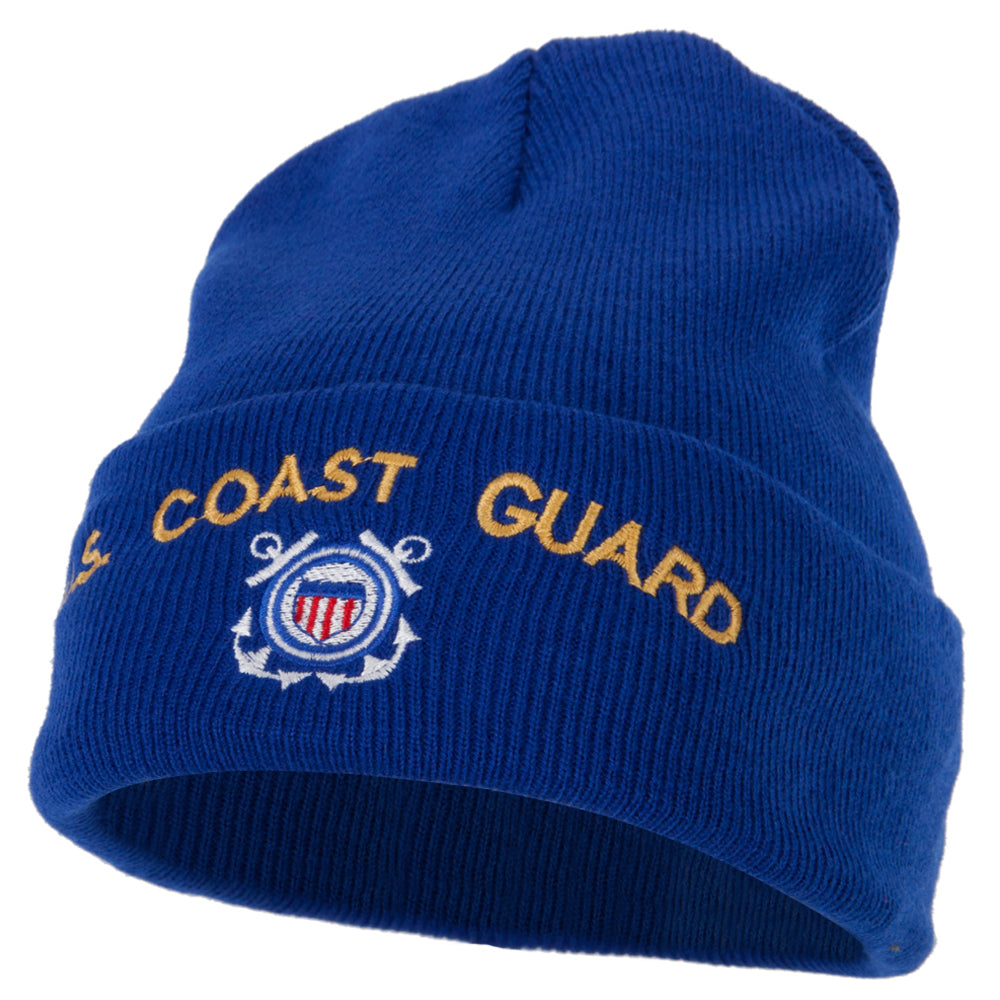 Blue beanie with 'Coast Guard' text and emblem on a white background