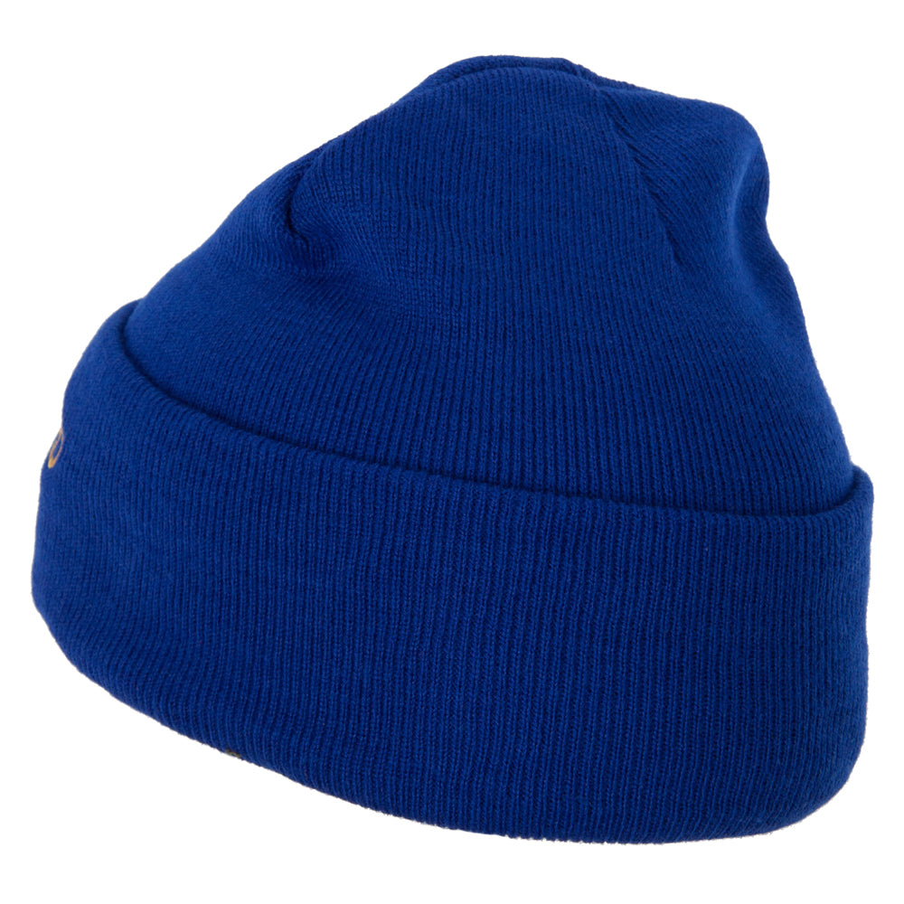 Blue beanie on a white background