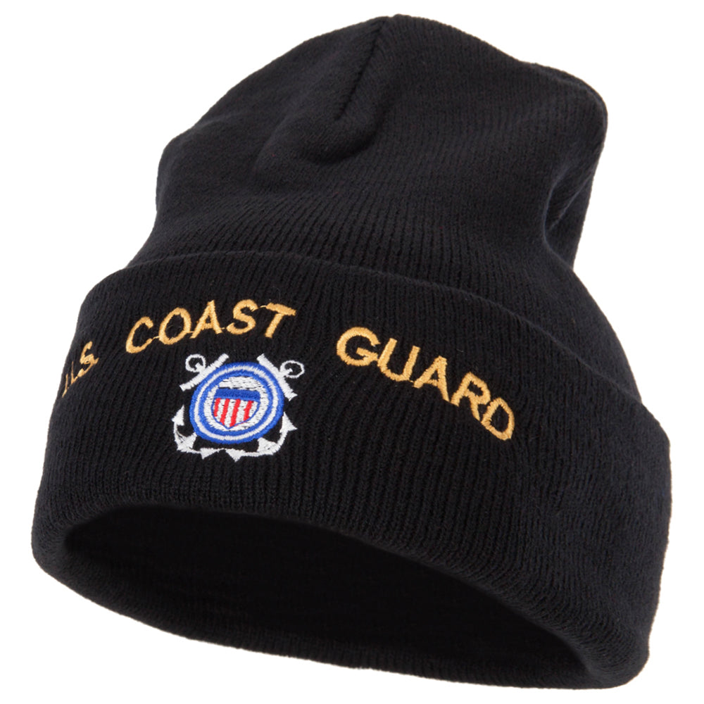 Black beanie with 'U.S. Coast Guard' text and emblem on a white background