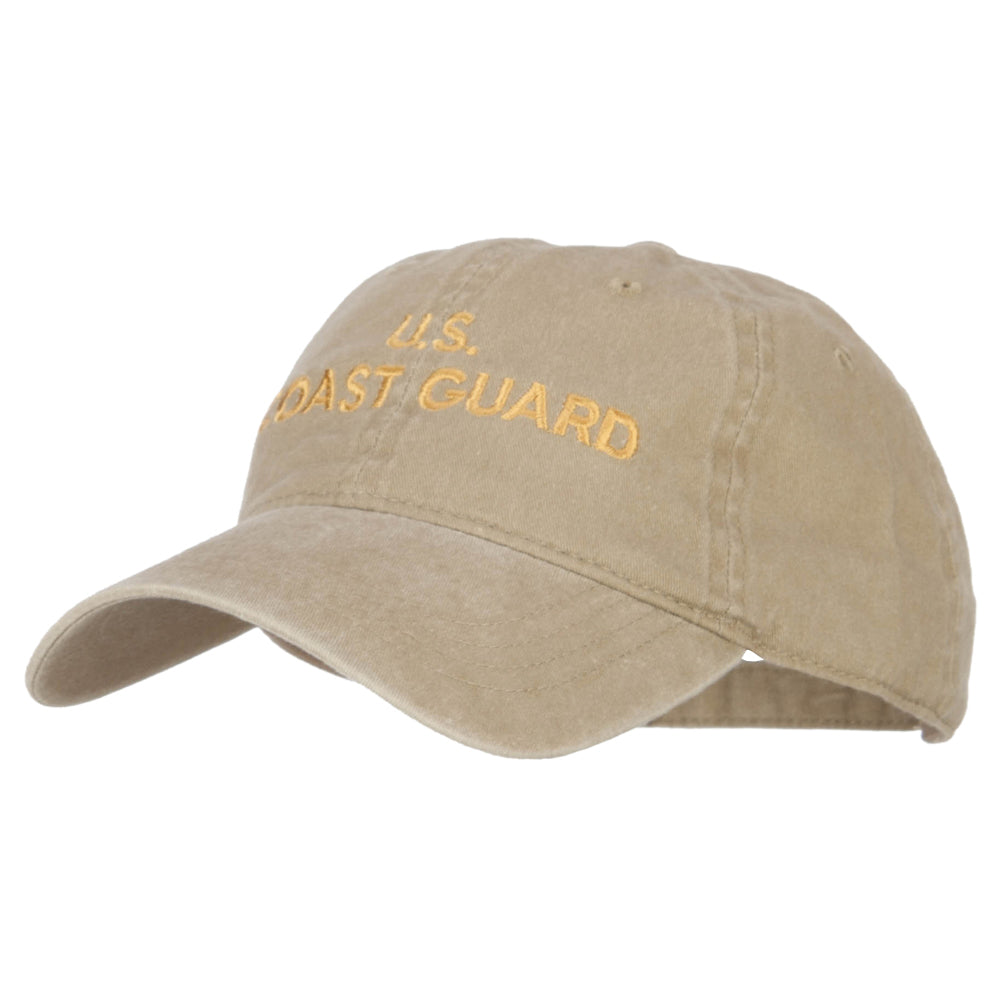 Beige cap with 'U.S. COAST GUARD' text on a white background